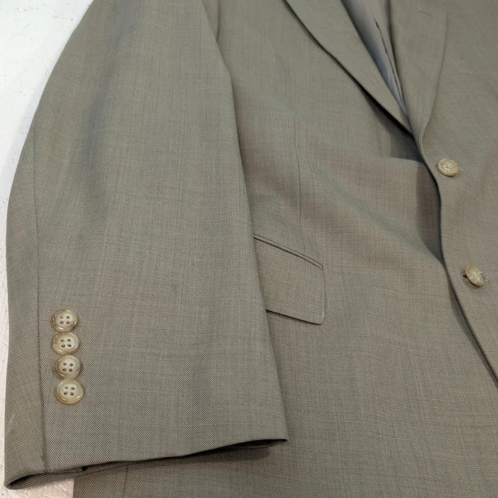 Tallia‎ Uomo Worsted Wool Jacket 44L Brown Made in USA Serra Super 110s